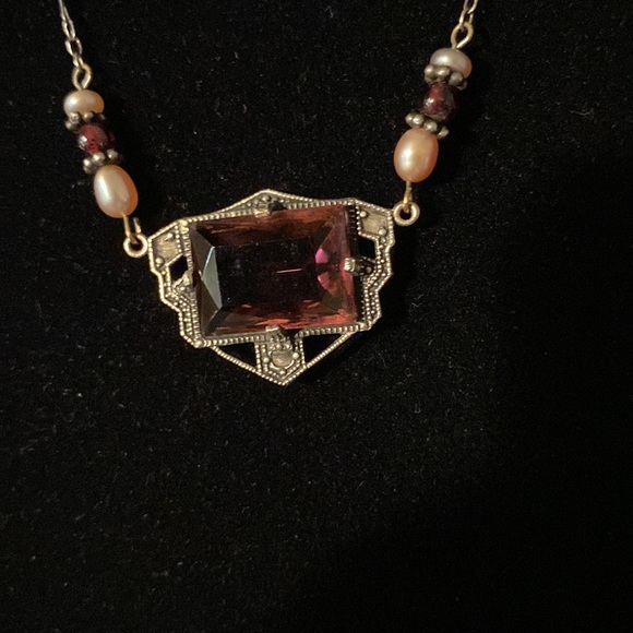 Antiqued Sterling Silver, Amethyst and Freshwater Pearls Set - Picture 4 of 7